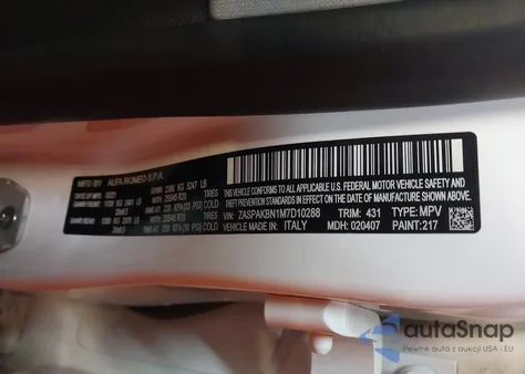 2021 Alfa Romeo Stelvio Ti Awd из США, поврежденный, VIN ZASPAKBN1M7D10288